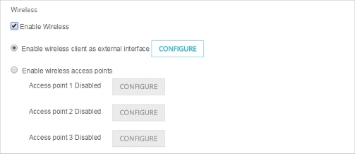 Wireless configuration page