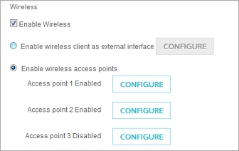 Screen shot of the Wireless configuration page