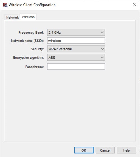 Wireless Client Configuration - Wireless tab