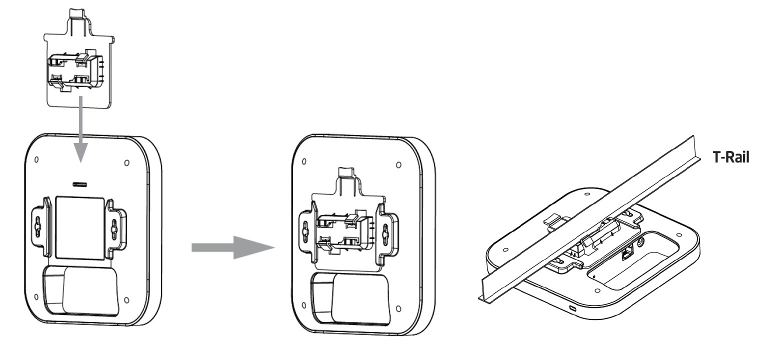 Diagram of the AP330 T-rail mount installation