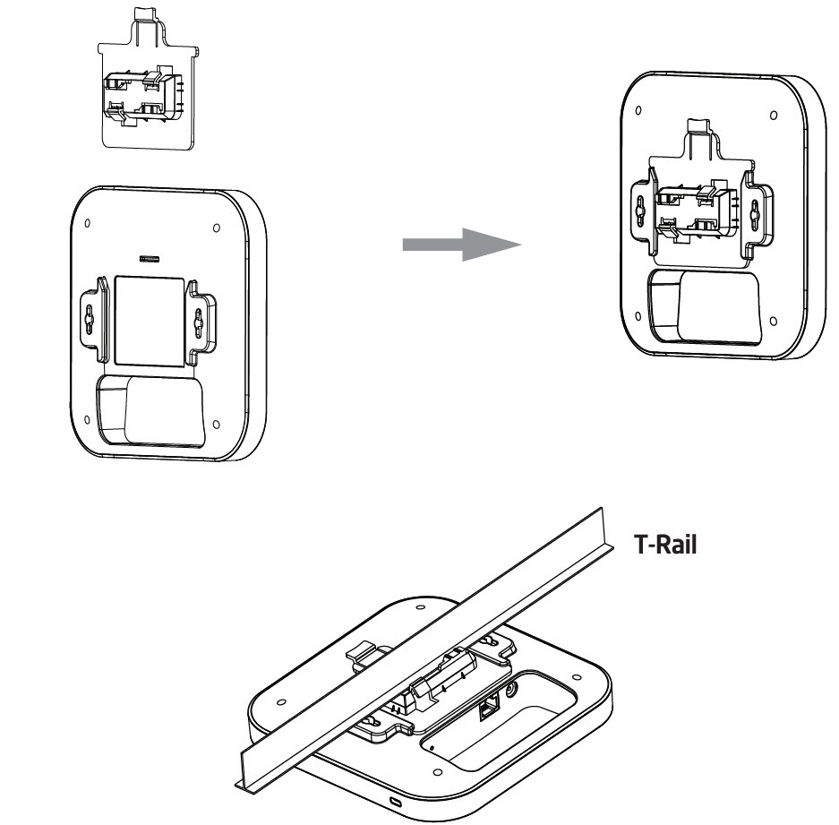 Diagram of the AP432 T-rail mount installation