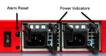 Image of power supplies, power indicators and reset button