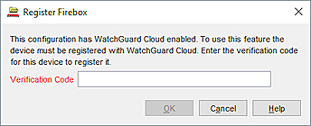 Screen shot of the Register Firebox dialog box in Policy Manager