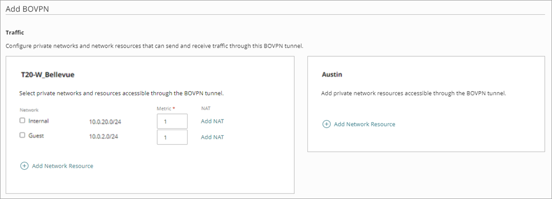 Screen shot of the Traffic settings