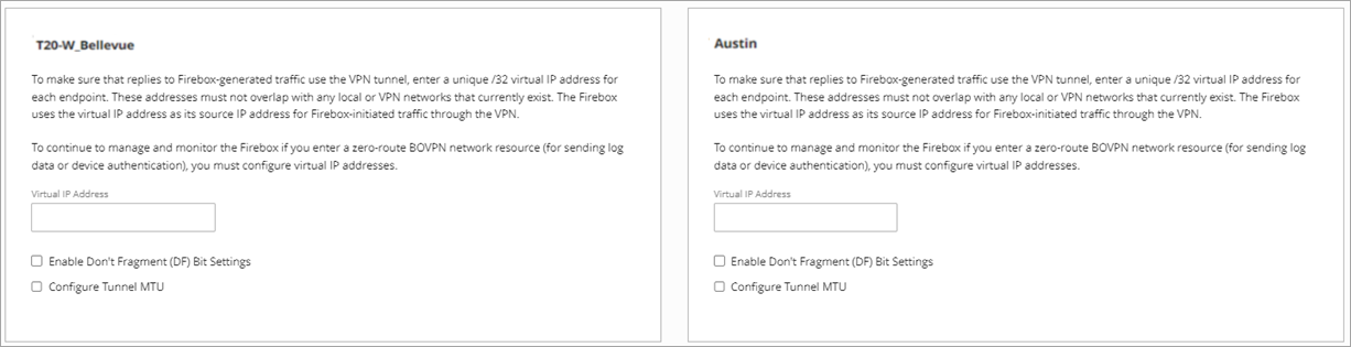 Screen shot of the virtual IP address settings