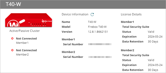 Screen shot of a disconnected FireCluster during a failover