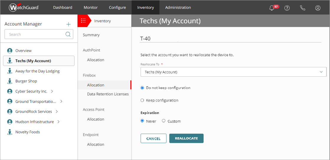 Screen shot of device details