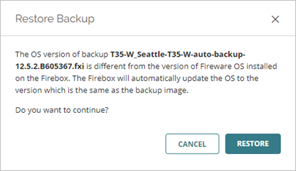 Screen shot of the Restore Backup dialog box