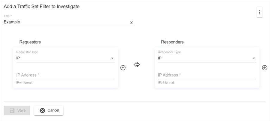 Screenshot of the Add a Traffic Set Filter to Investigate dialog box