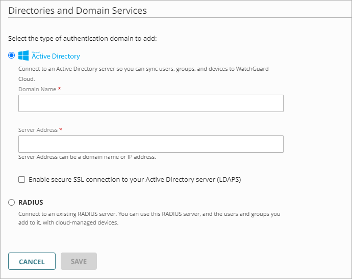 Screen shot of the Add Authentication Domain page, Add servers step