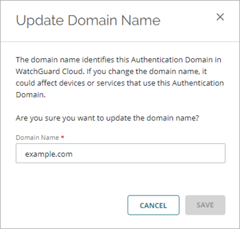 Screenshot of the Update Domain Name window.