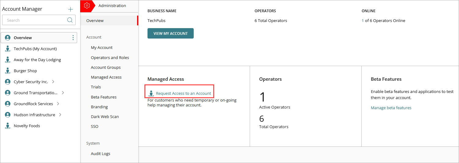 Screen shot of WatchGuard Cloud, Administration Overview