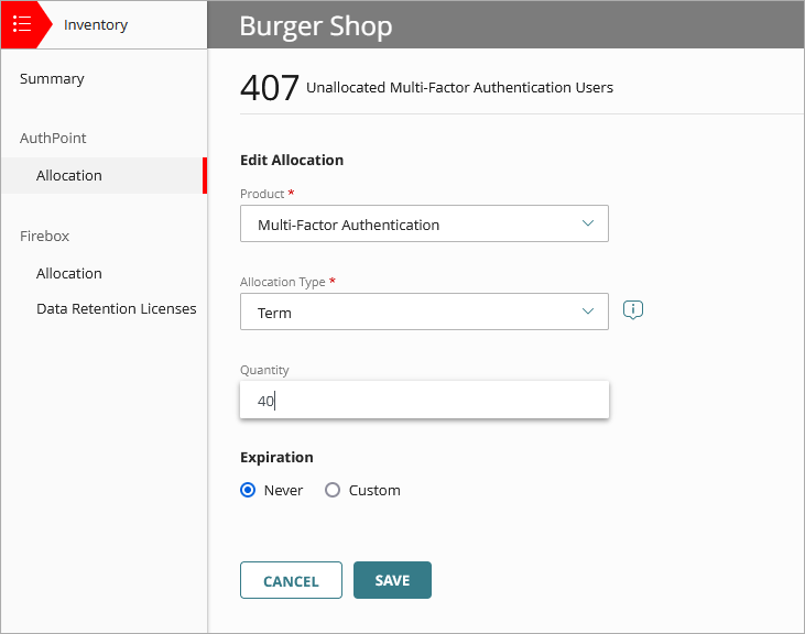 Screen shot of WatchGuard Cloud, AuthPoint users