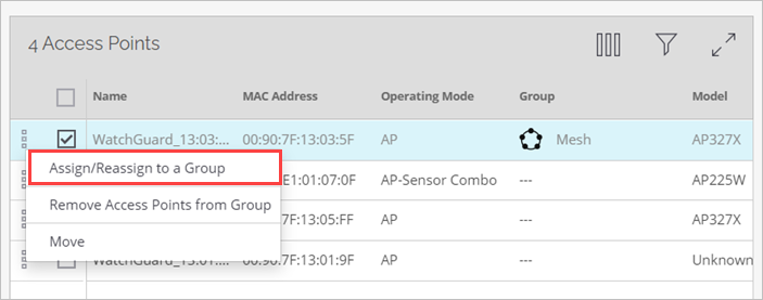 Screen shot of how to add an AP to an AP group