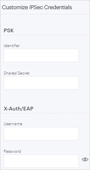 Screen shot of the customize IPsec credentials page for a Remote AP