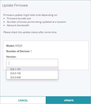 Screen shot of the Update Firmware page in Discover