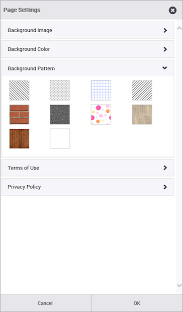 Splash Page Background Pattern configuration