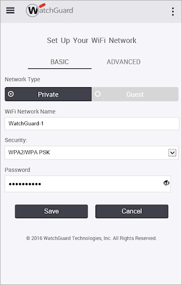 WatchGuard Go Add Wireless Network page