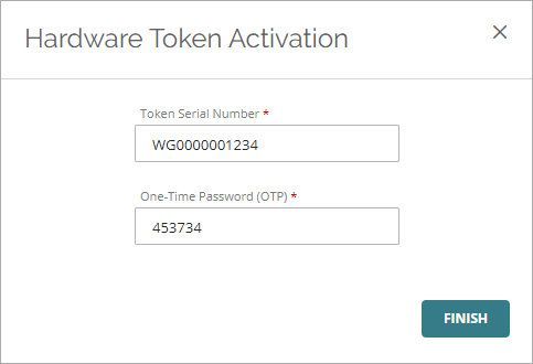 Screenshot of the Hardware Token Activation window.