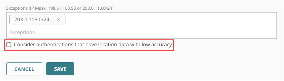 Screen shot of the geokinetics fields on the Add Policy Object page.