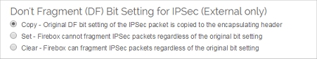 Configuración DF bit para IPSec en una interfaz de red externa