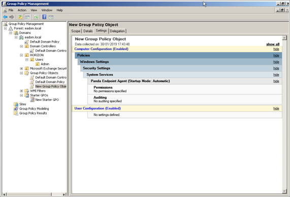 Screen shot of the New Group Policy Object page