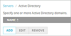 Screen shot of the Authentication Servers page, with the Active Directory tab selected