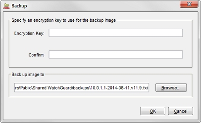 Screen shot of the Backup dialog box