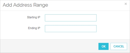 Screen shot of the Add Address Range dialog box