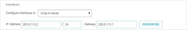 Página Interfaces de red, donde se muestra un ejemplo de configuración directa.