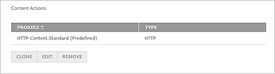 Screen shot of the Content Actions page in Fireware Web UI