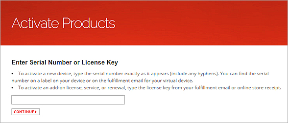 Screen shot of the LiveSecurity Enter Serial Number or License Key page