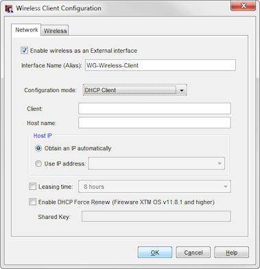 Configuración de Cliente Inalámbrico, DHCP seleccionado