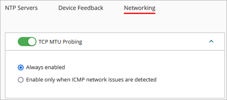 Screen shot of the TCP MTU Probing setting