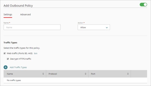 Screen shot of the Add Policy Template page