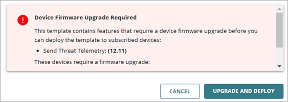 Screen shot of device Fireware upgrade UI