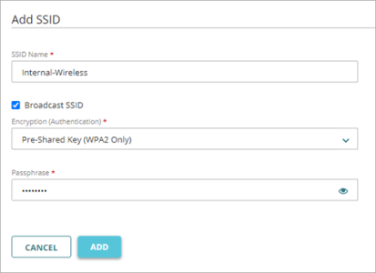 Screen shot of the wireless network settings