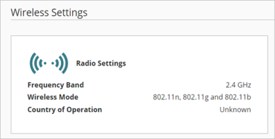 Screen shot of the Wireless Settings section in a device configuration in WatchGuard Cloud