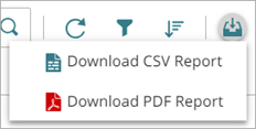 Screenshot of the Download Report menu on the ThreatSync Incidents page