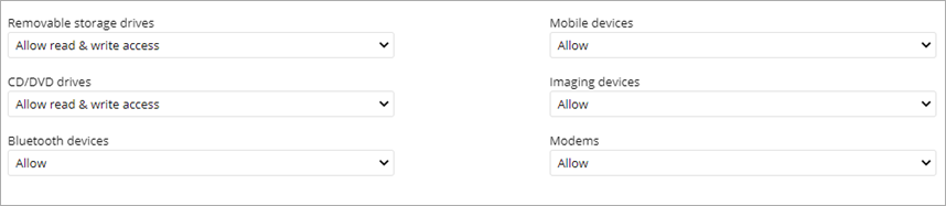 Screen shot of WatchGuard Endpoint Security, Device Control authorized usage