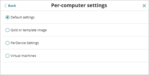 Screen shot of WatchGuard Endpoint Security, select settings profile