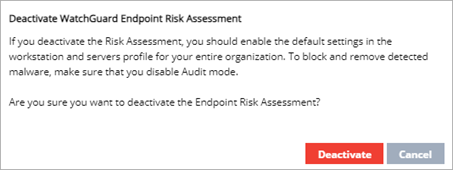 Screen shot of WatchGuard Endpoint Security, Workstations and Servers settings with audit mode