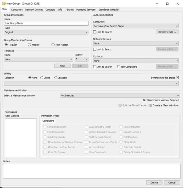 Screenshot of the New Group page in ConnectWise Automate