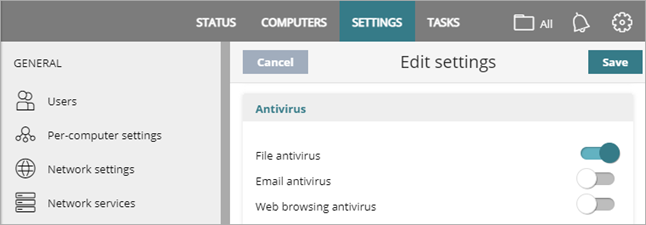 Screenshot of the File Antivirus protection toggle