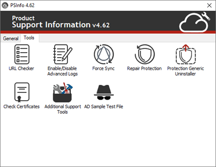 Screenshot of the PSInfo UI