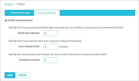 Screen shot of the Account Lockout tab