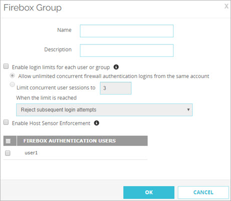 Screenshot of the Setup Firebox Group dialog box