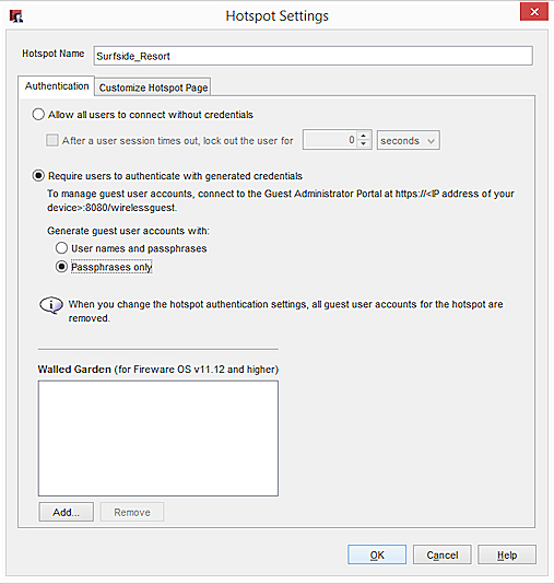 Screen shot of the Hotspots Settings dialog box