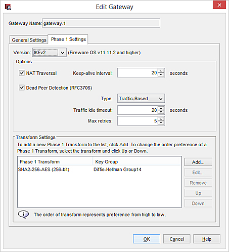 Screen shot of the IKEv2 settings