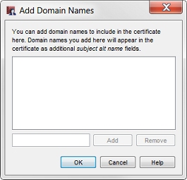 Cuadro de diálogo Agregar Nombres de Dominio